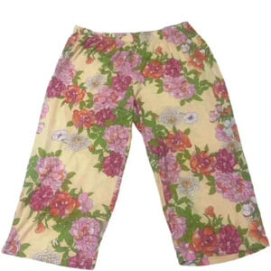 K Mart Pajama Pants Womens 2X Peach Floral Pull On